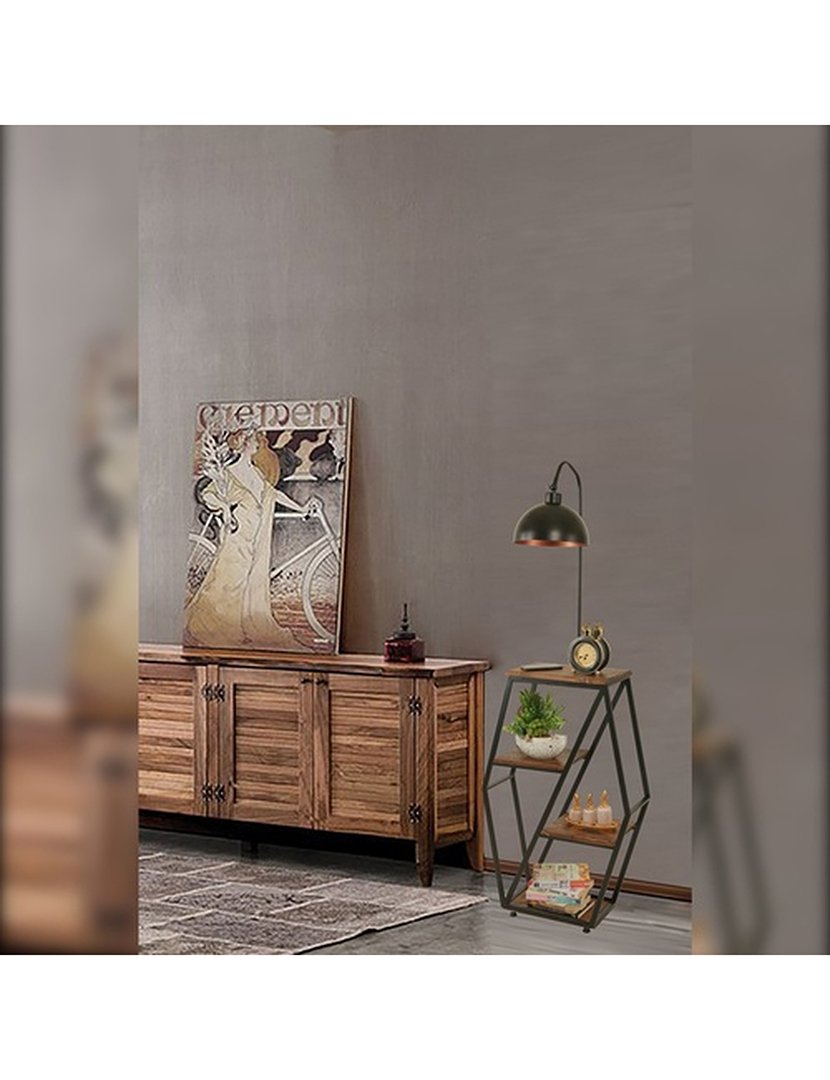 Candeeiro de Pé Victoria 38x25x165cm Nogal e Preto