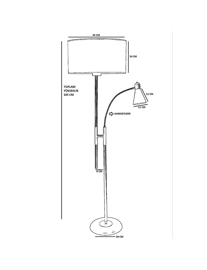 Candeeiro de Pé 30x30x165cm Café e Preto