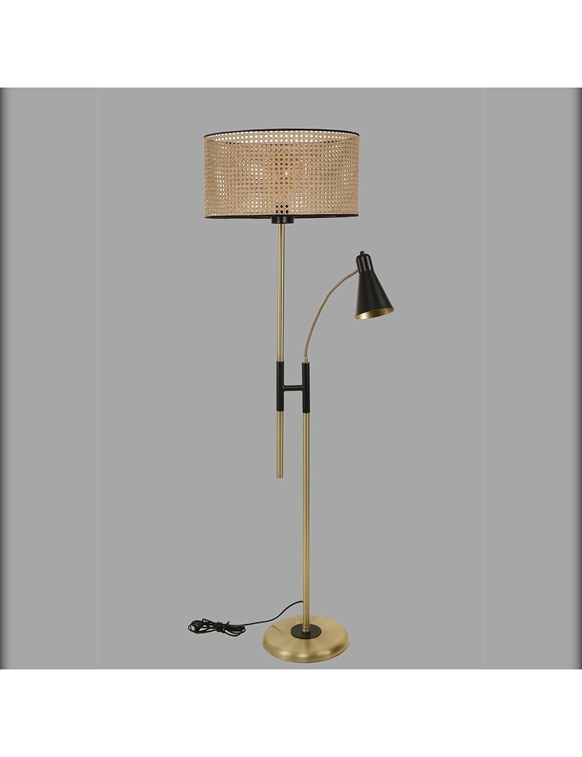 Candeeiro de Pé 30x30x165cm Café e Preto