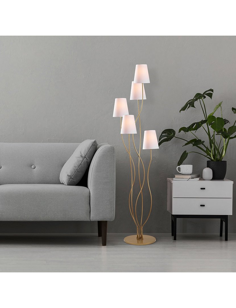 Candeeiro de Pé 44x44x160cm Dourado e Branco