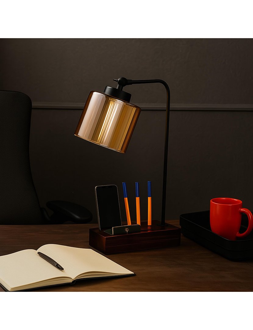 Candeeiro de Mesa 22x22x45cm Castanho