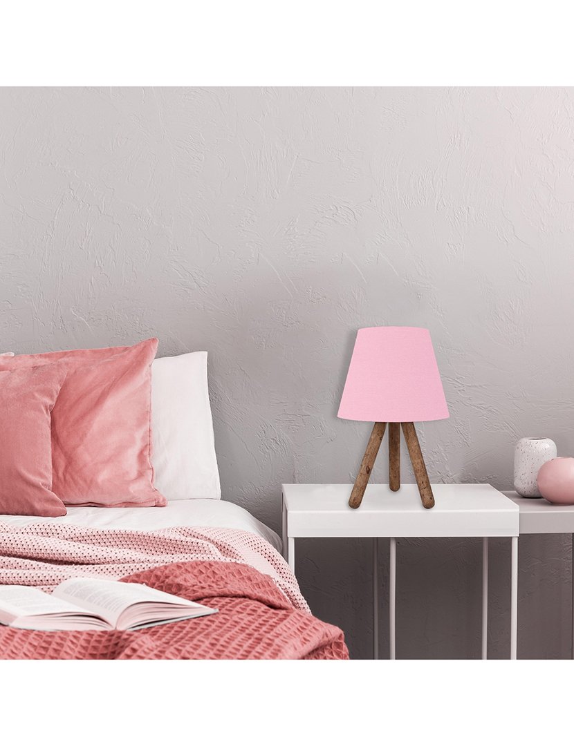 Candeeiro de Mesa 22x33cm Rosa e Nogal