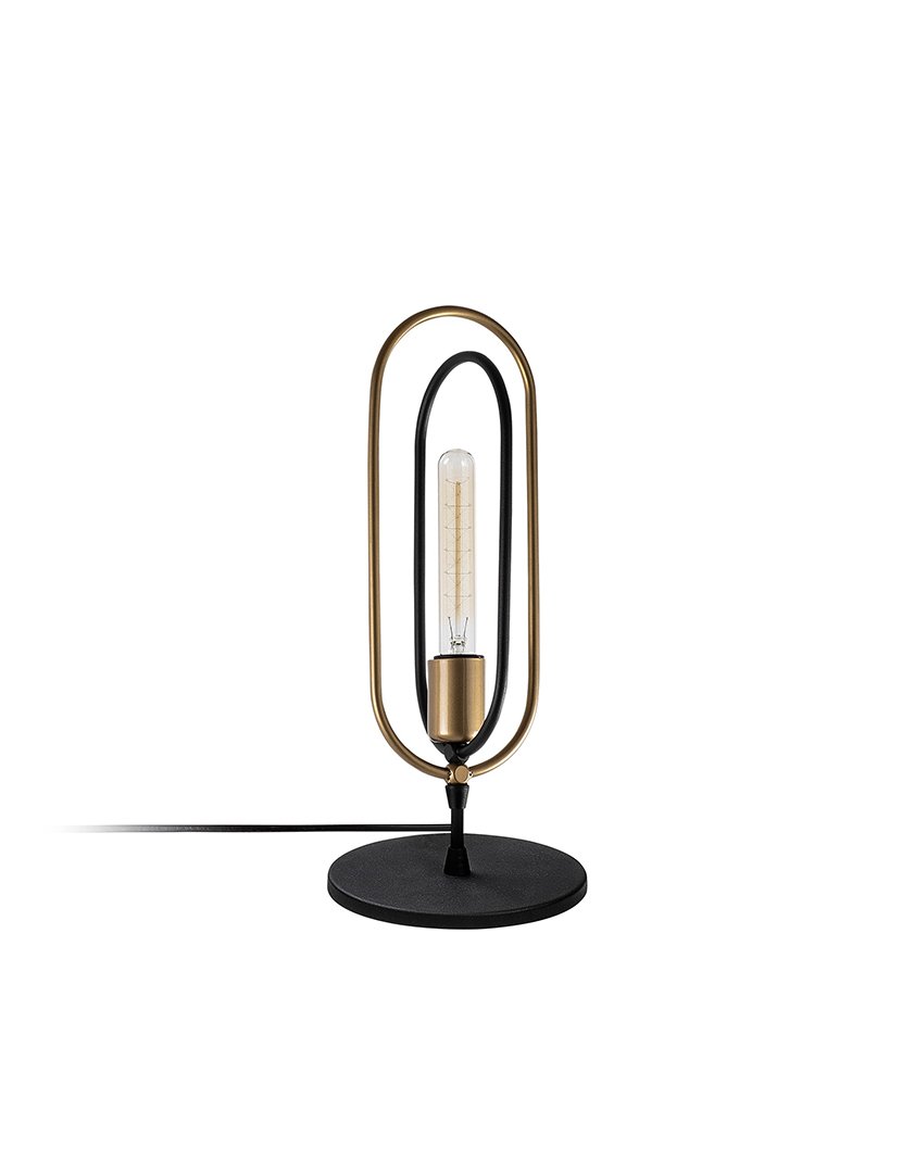 Candeeiro de Mesa 15x15x38cm Preto e Dourado