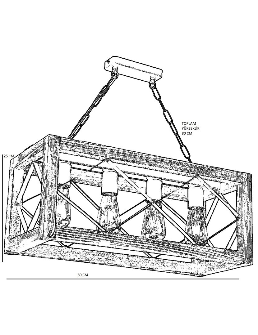 Candeeiro de Teto 60x25x70cm Nogal e Preto