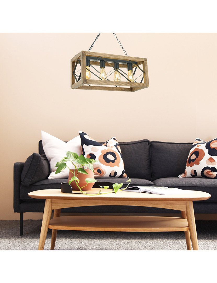 Candeeiro de Teto 60x25x70cm Nogal e Preto