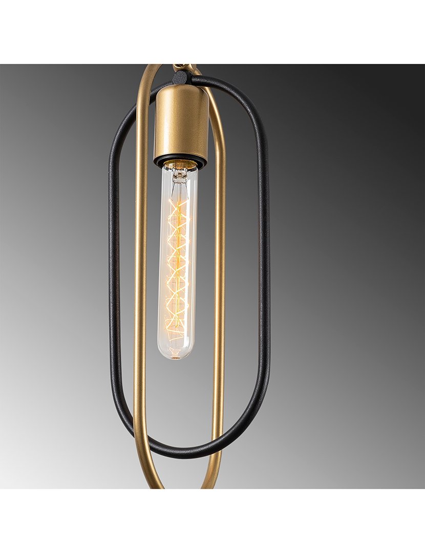 Candeeiro de Teto 38x38x132cm Preto e Dourado