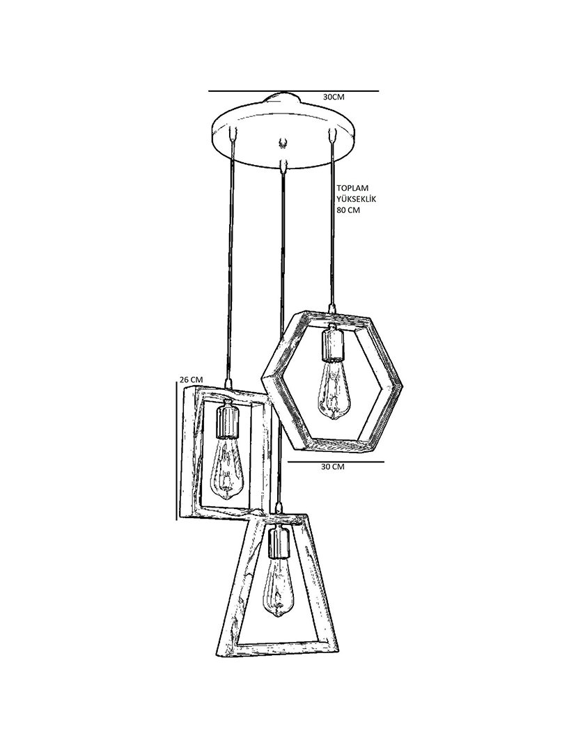 Candeeiro de Teto 30x70cm Nogal e Preto