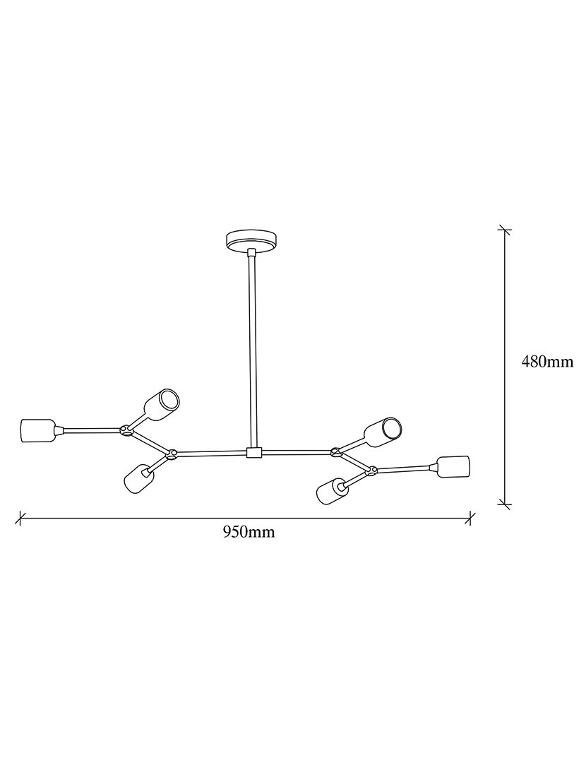 Candeeiro de Teto Negro 95x48x48cm Preto