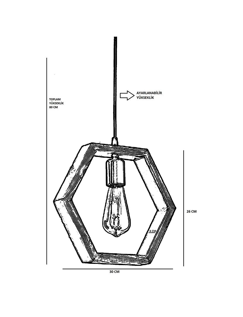 Candeeiro de Teto 25x70cm Nogal e Preto