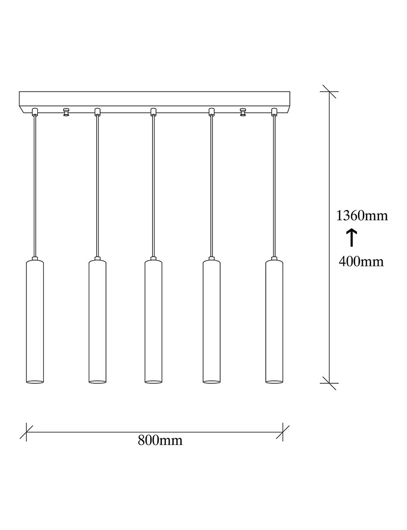 Candeeiro de Teto 80x6x136cm Dourado