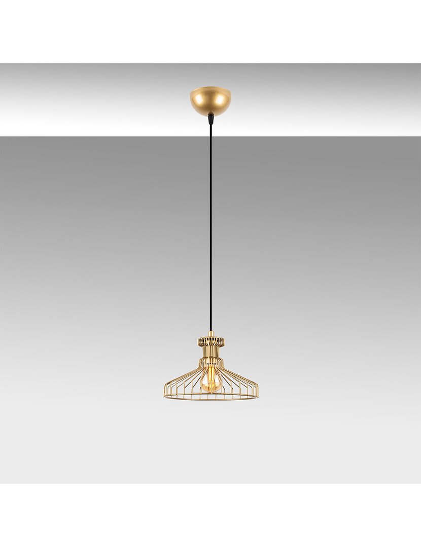 Candeeiro de Teto 23x23x129cm Dourado Brilhante