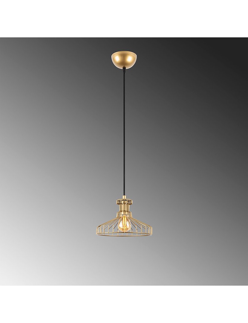 Candeeiro de Teto 23x23x129cm Dourado Brilhante