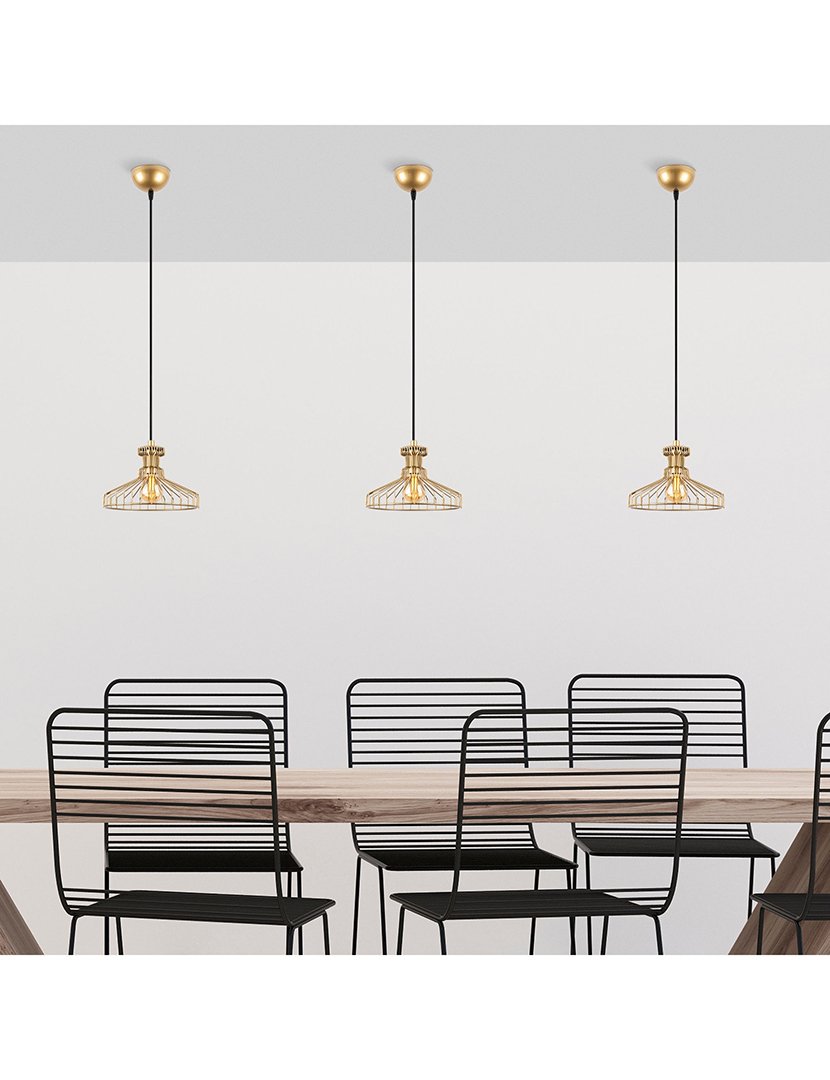 Candeeiro de Teto 23x23x129cm Dourado Brilhante