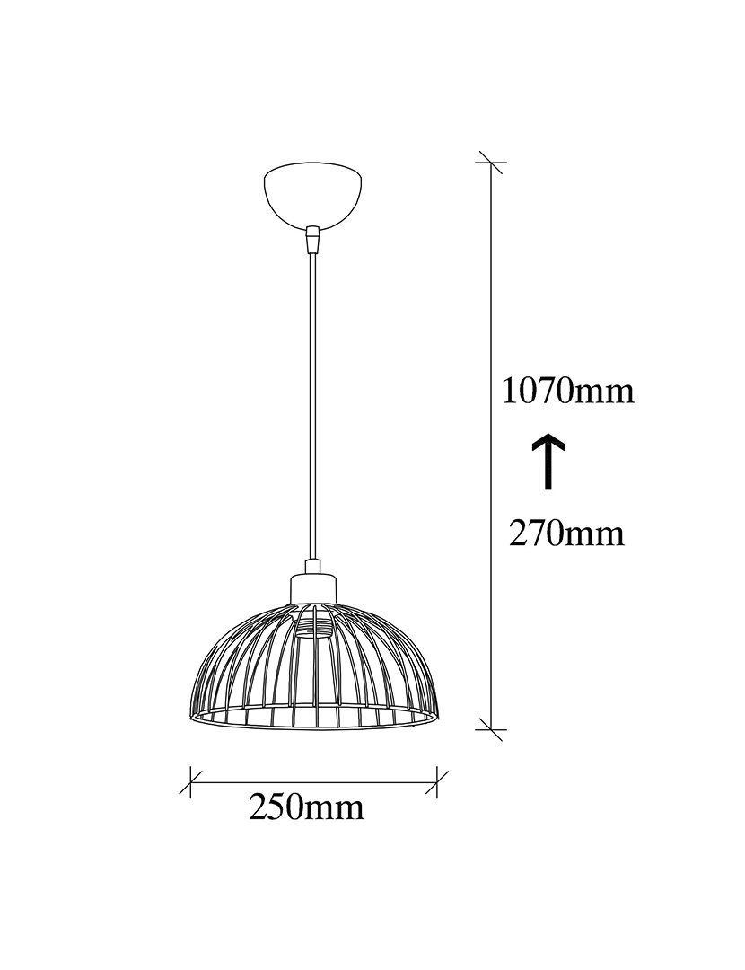 Candeeiro de Teto 25x25x27cm Preto