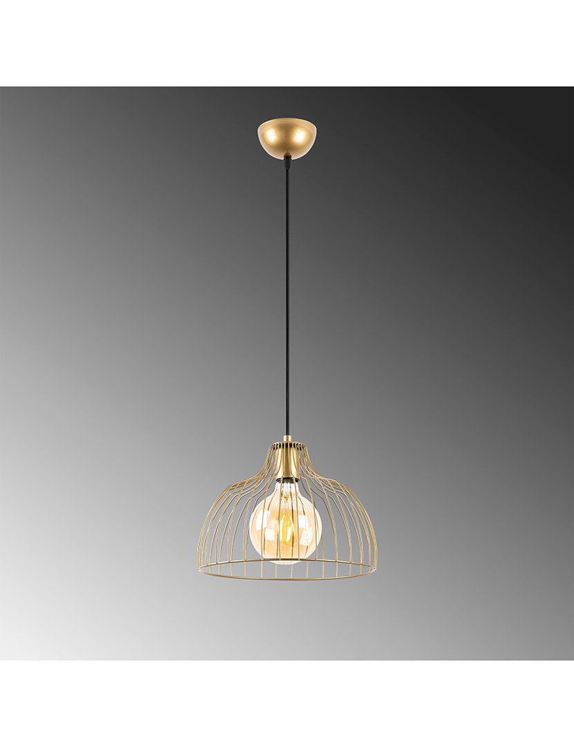 Candeeiro de Teto 28x28x126cm Dourado Brilhante