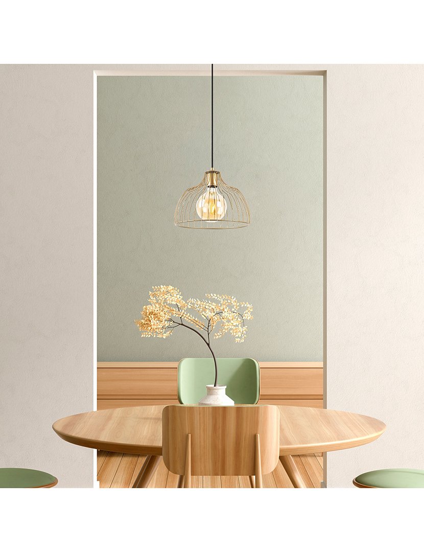 Candeeiro de Teto 28x28x126cm Dourado Brilhante