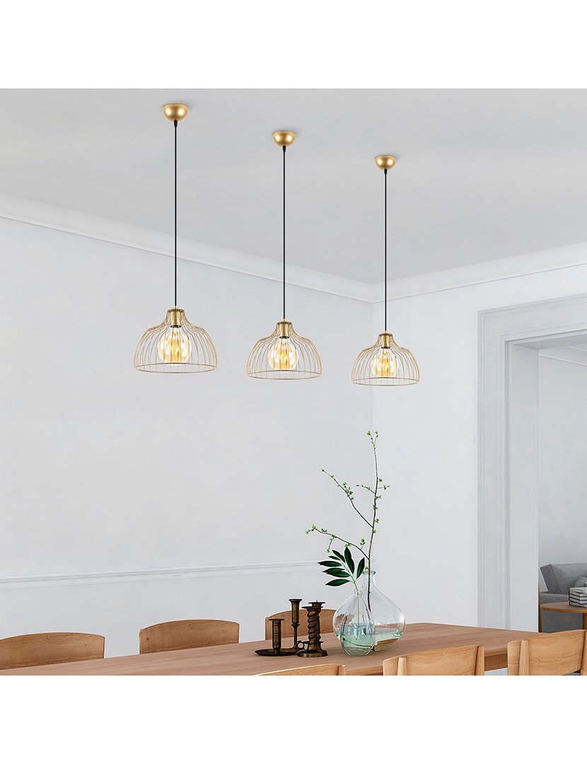 Candeeiro de Teto 28x28x126cm Dourado Brilhante