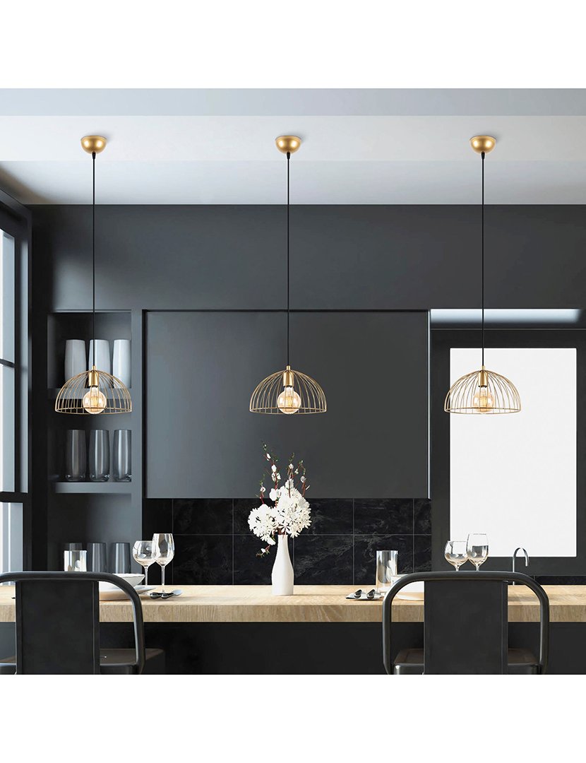 Candeeiro de Teto 31x31x105cm Dourado Brilhante