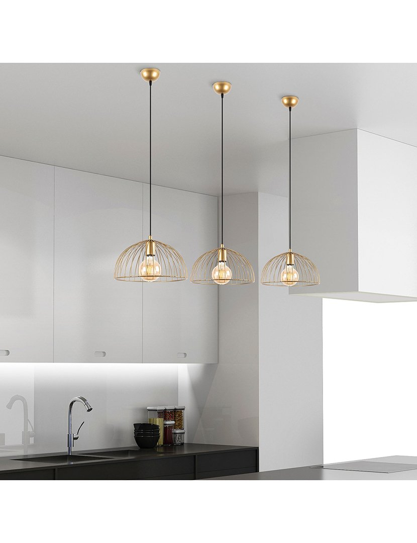 Candeeiro de Teto 31x31x105cm Dourado Brilhante