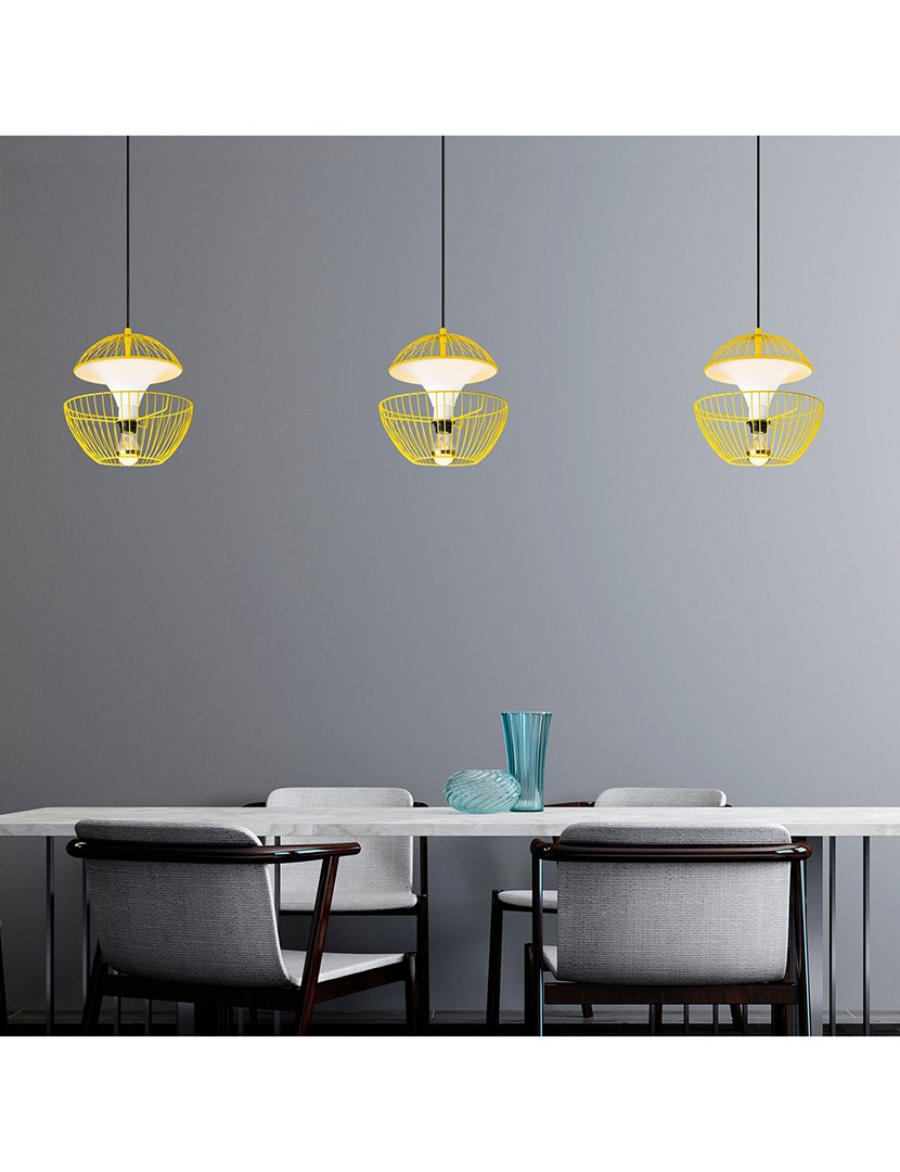 Candeeiro de Teto 30x30x45/135cm Amarelo