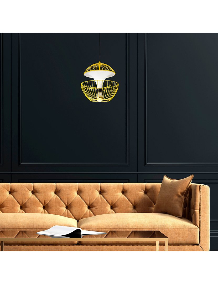 Candeeiro de Teto 30x30x45/135cm Amarelo