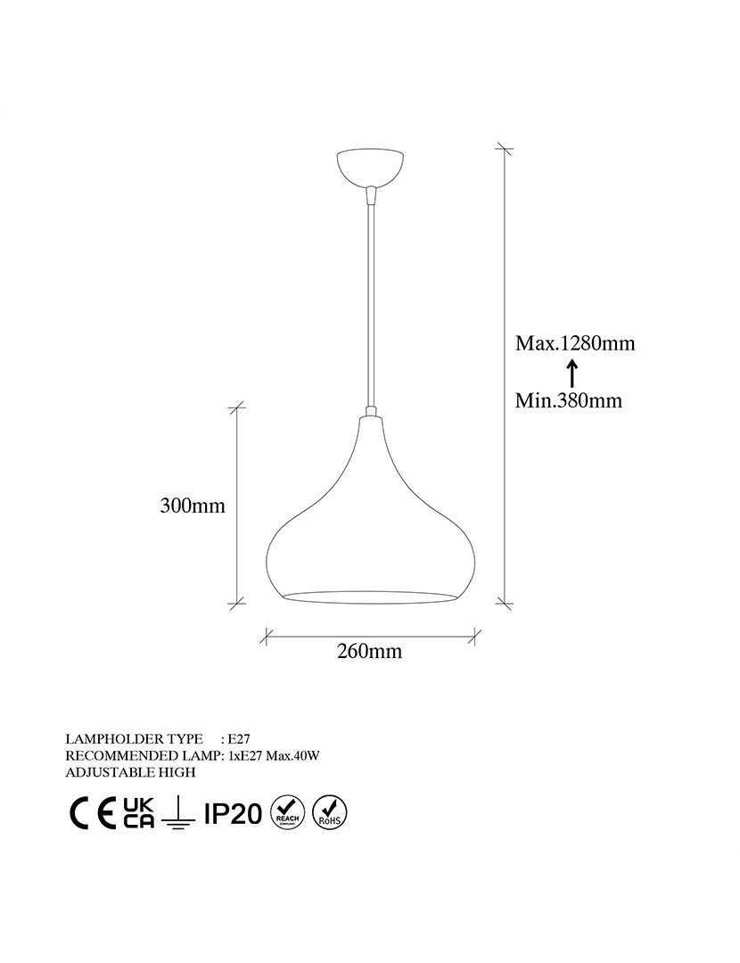 Candeeiro de Teto 26x26x38cm Multicolorido