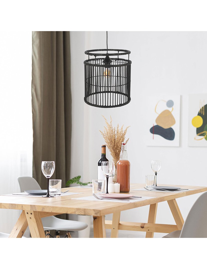 Candeeiro de Teto Suspenso Ø28x30cm Preto