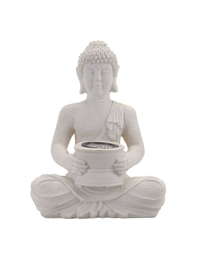 Solar Light Buddha 21x14x28cm White