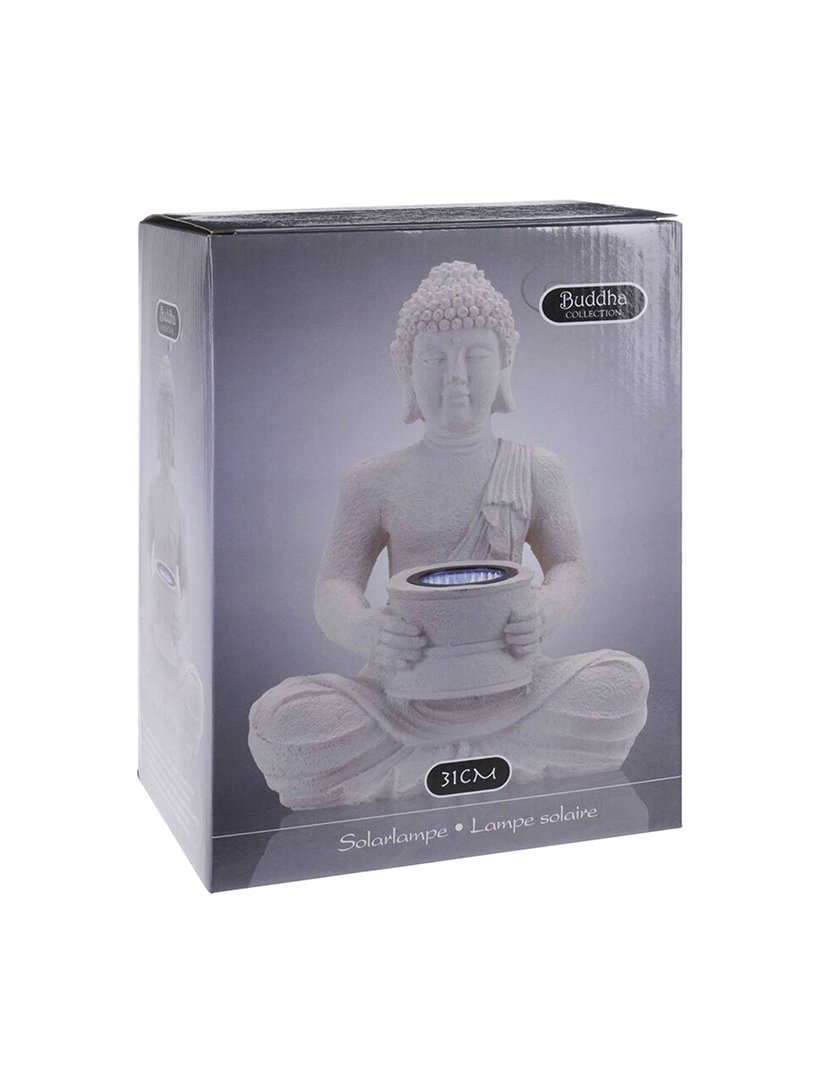 Solar Light Buddha 21x14x28cm White