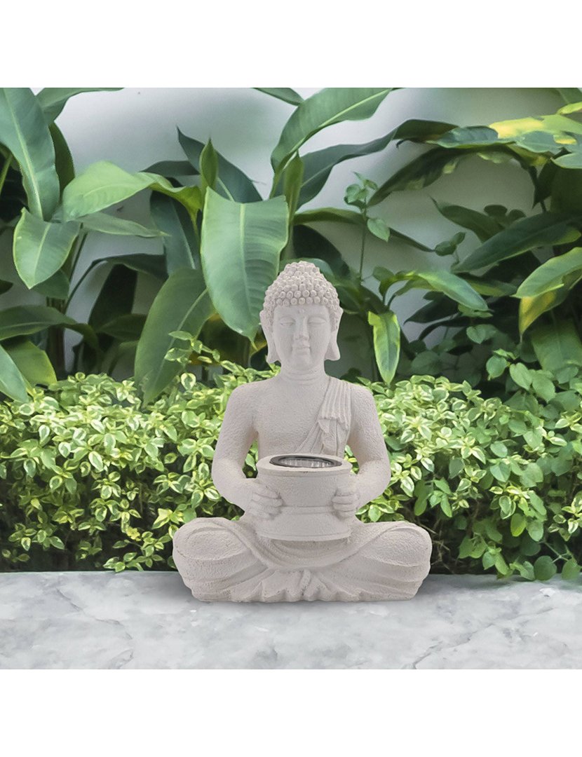 Luz Solar Buda 21x14x28cm Branco