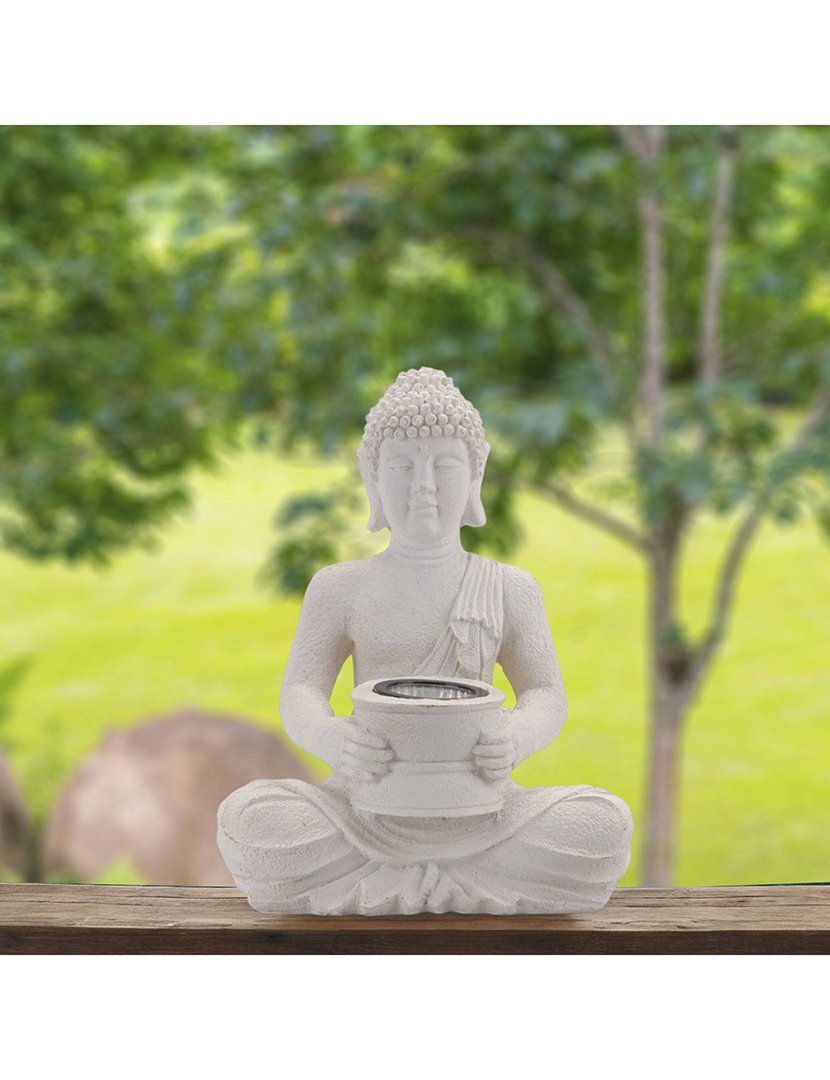 Luz Solar Buda 21x14x28cm Branco