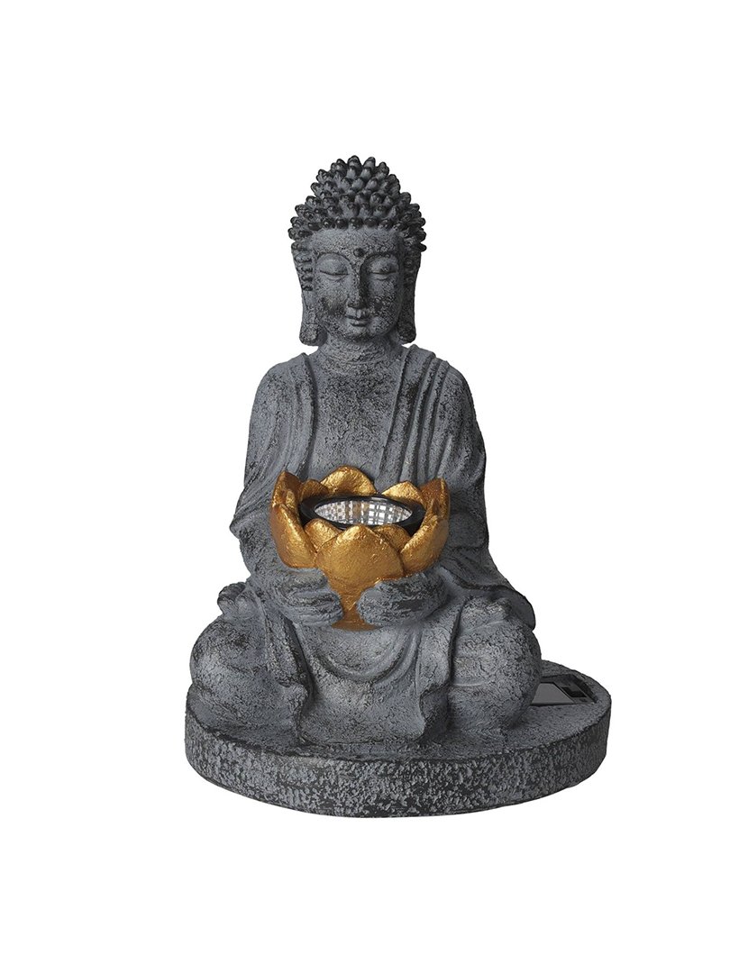 Solar Buddha Light Ø17x25cm Gray and Gold