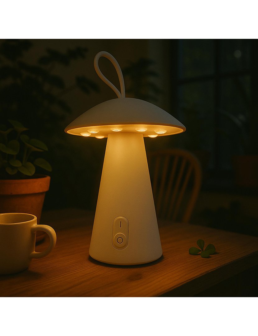 Candeeiro de Mesa Recarregável Ø15x17cm Branco