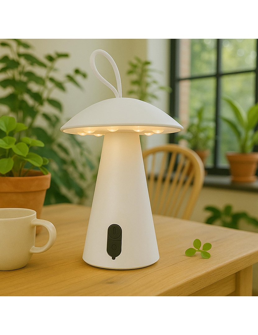 Candeeiro de Mesa Recarregável Ø15x17cm Branco