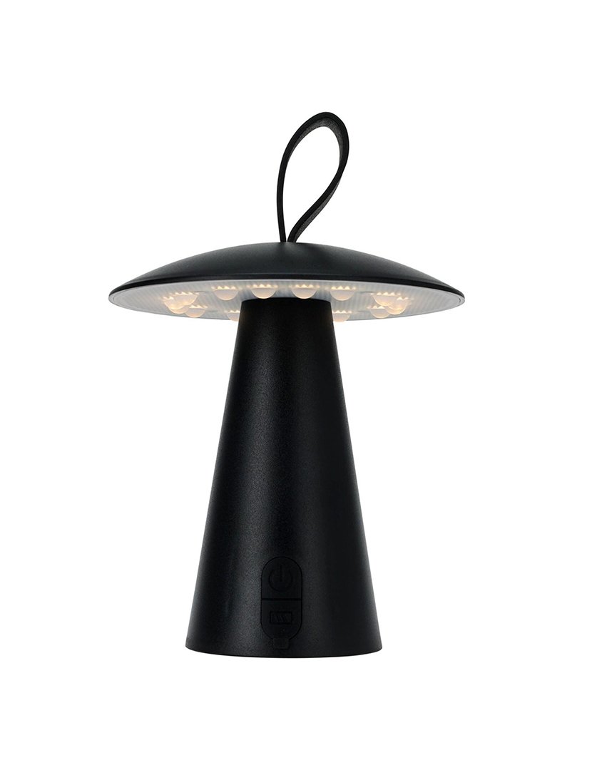 Candeeiro de Mesa Recarregável Ø15x17cm Preto