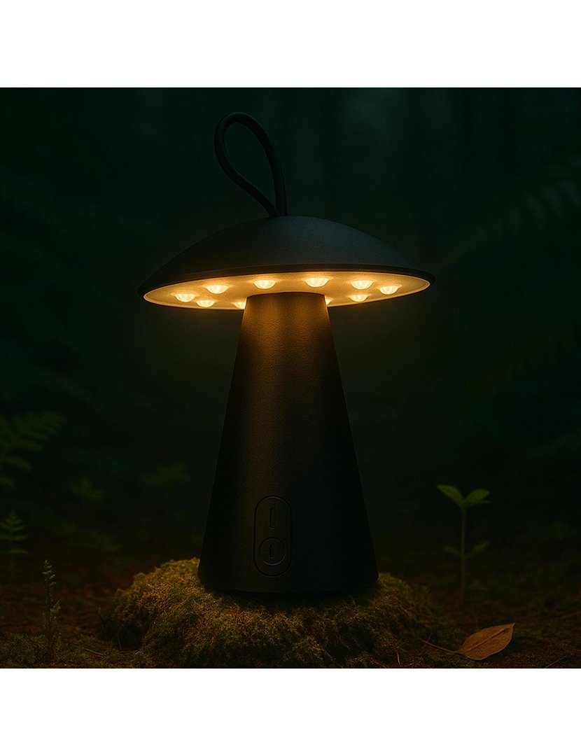 Candeeiro de Mesa Recarregável Ø15x17cm Preto