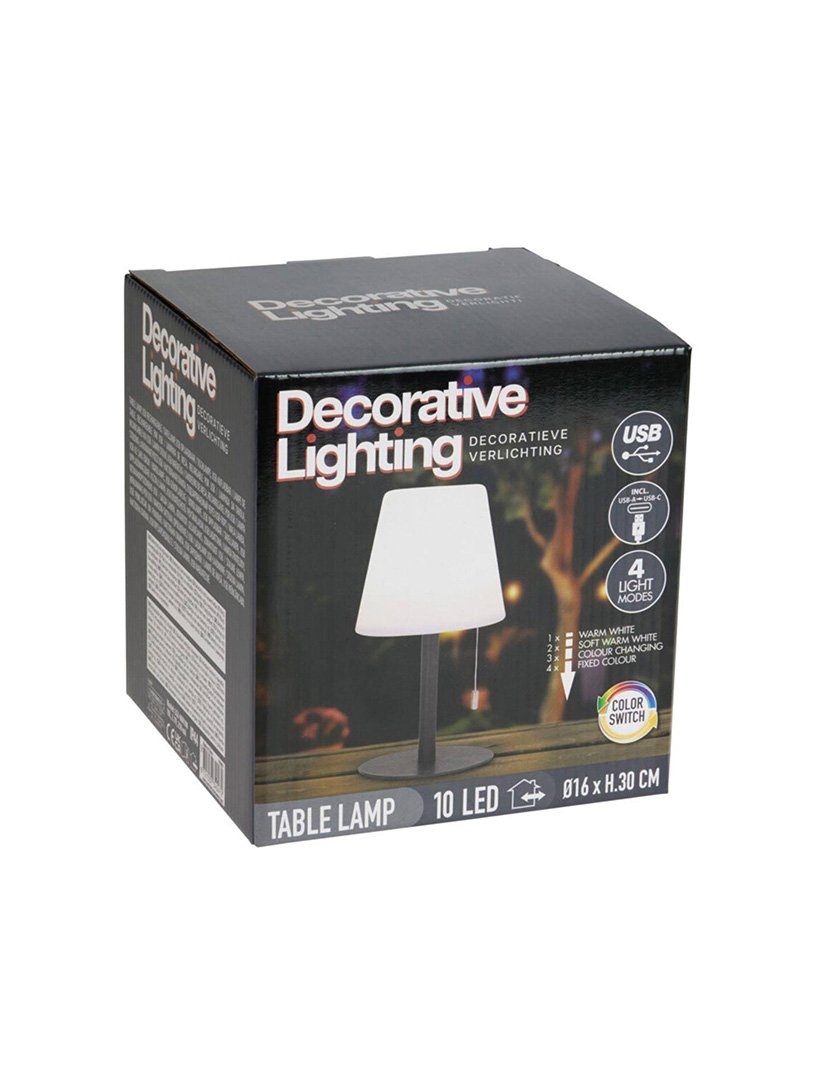 Candeeiro de Mesa Recarregável com Luz RGB Ø16,5x30cm Preto