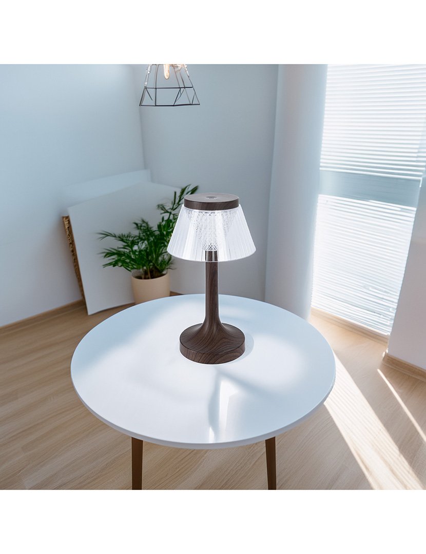 Candeeiro de Mesa LED Recarregável Ø15x27,5cm Madeira