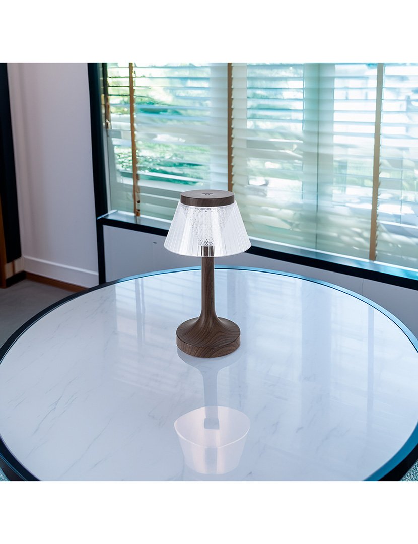 Candeeiro de Mesa LED Recarregável Ø15x27,5cm Madeira