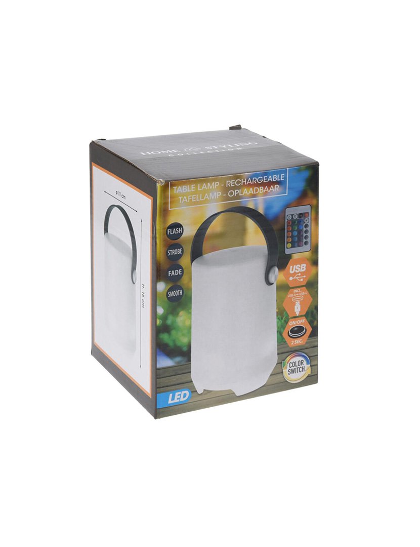 Candeeiro de Mesa Recarregável RGB Ø11x15cm Branco