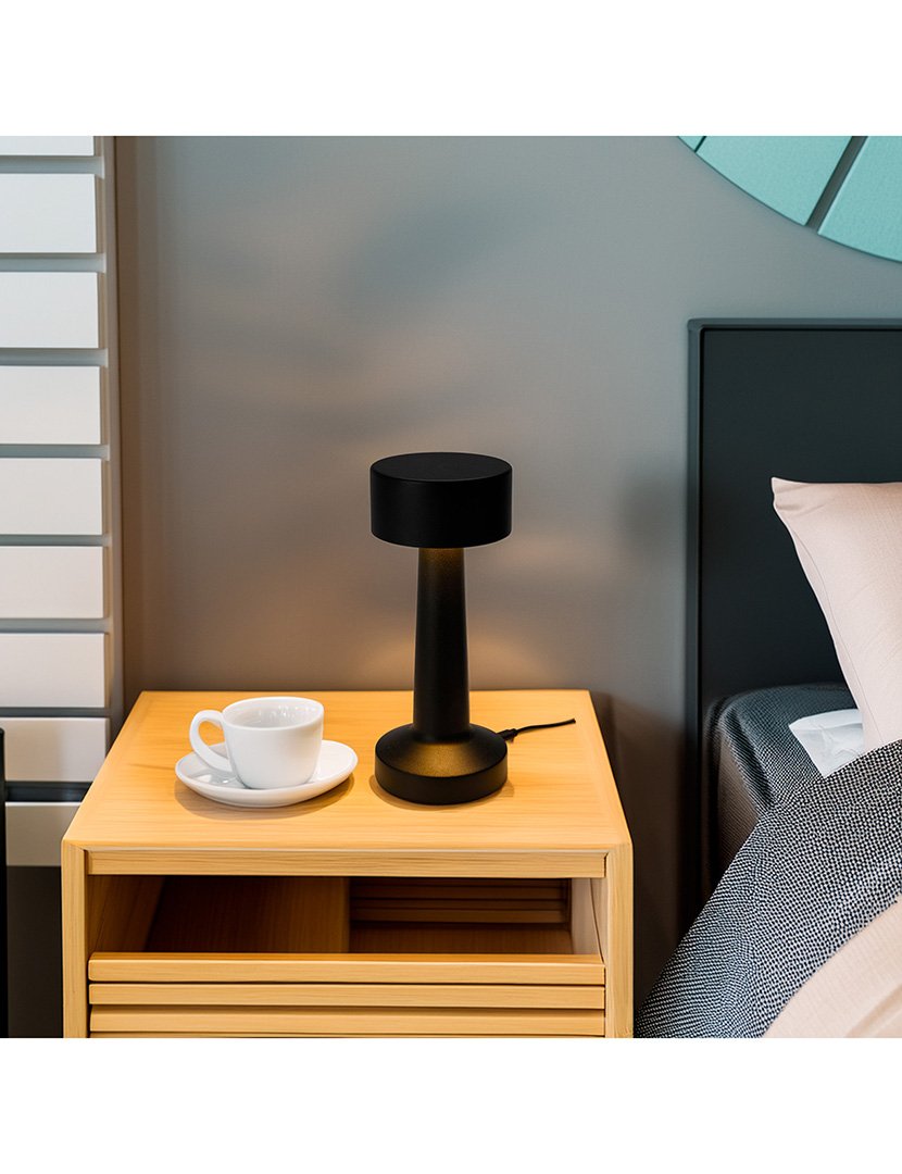 Candeeiro de Mesa Recarregável Ø8,9x20,9cm Preto