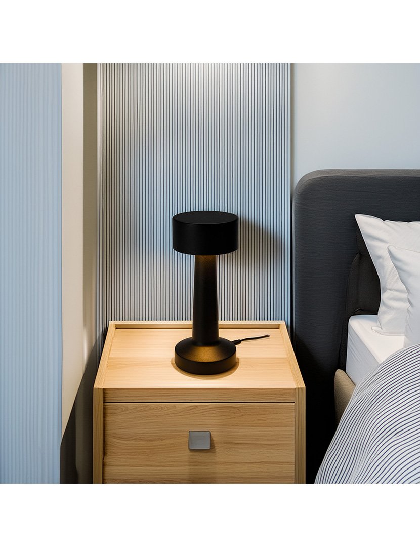 Candeeiro de Mesa Recarregável Ø8,9x20,9cm Preto