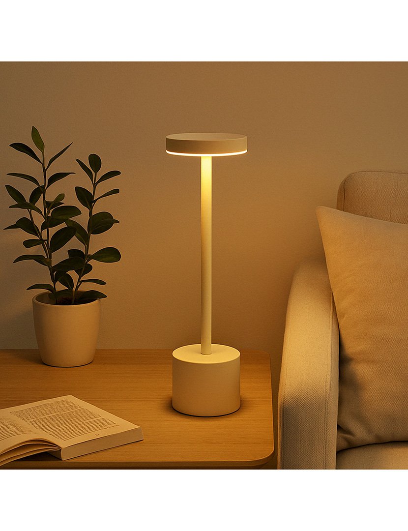 Candeeiro de Mesa com Luzes LED Ø8x34,2cm Creme