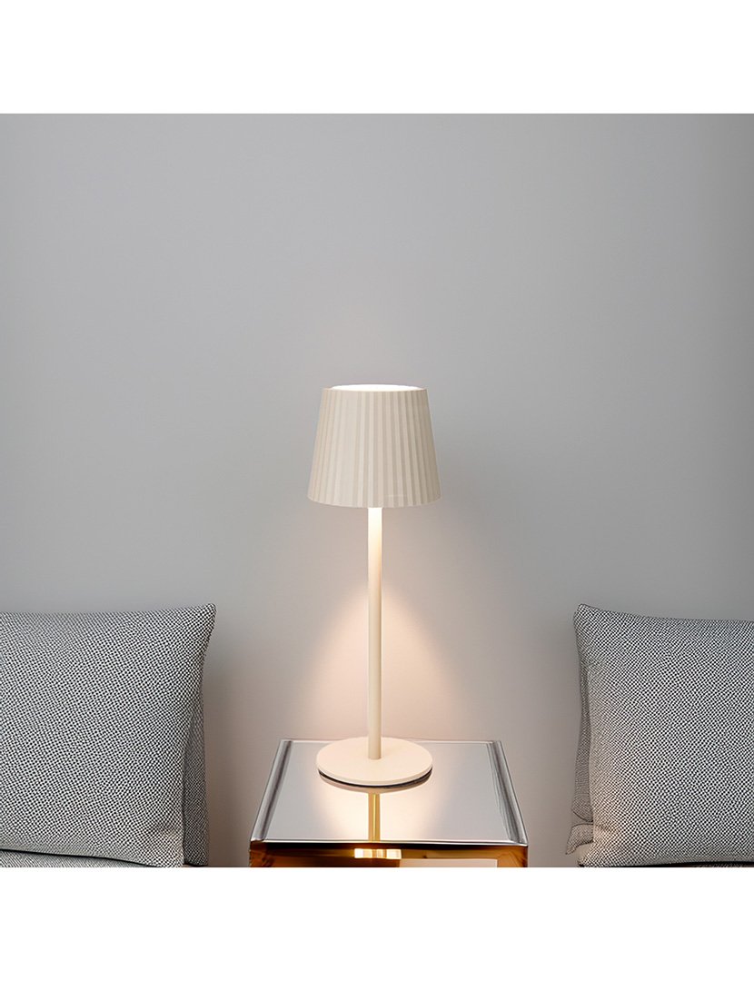 Candeeiro de Mesa com Luzes LED Recarregável Ø9x27,5cm Creme