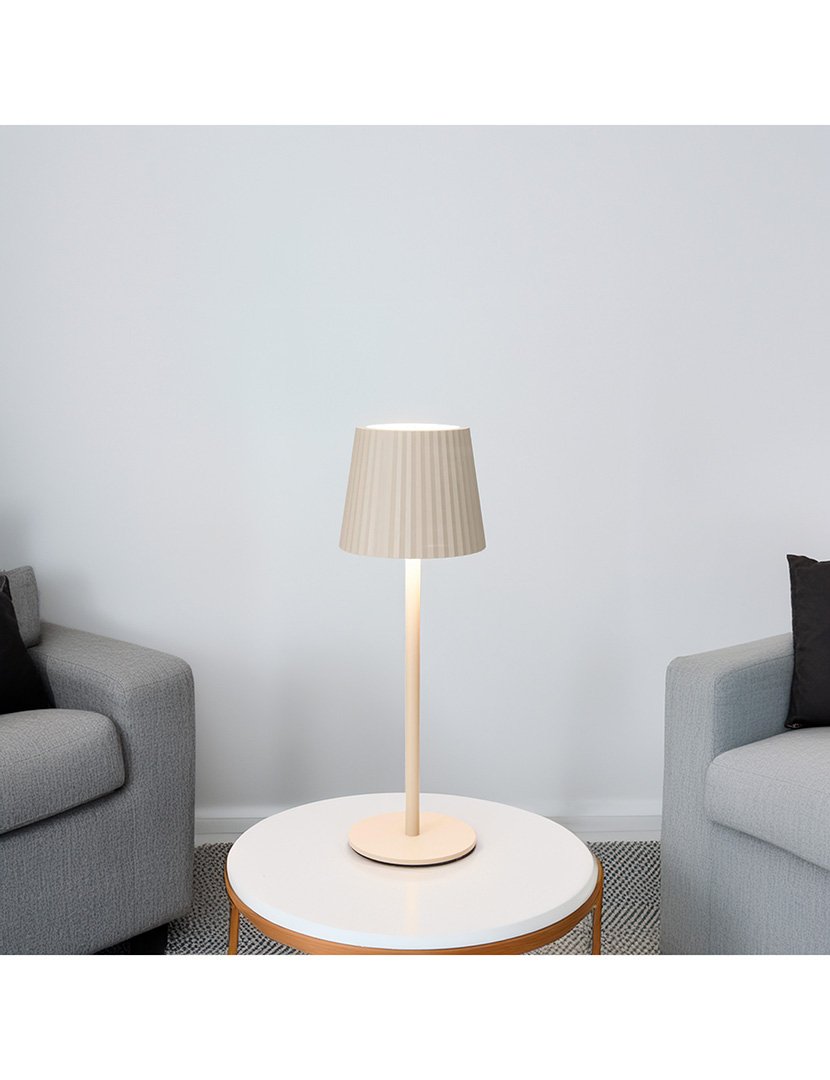 Candeeiro de Mesa com Luzes LED Recarregável Ø9x27,5cm Creme