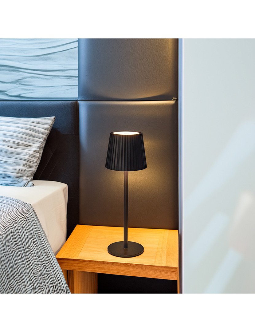 Candeeiro de Mesa com Luzes LED Recarregável Ø9x27,5cm Preto