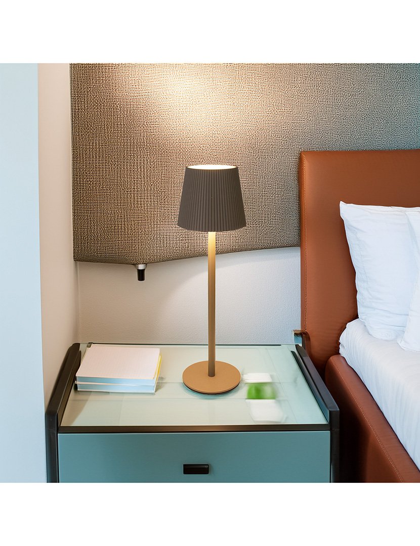 Candeeiro de Mesa com Luzes LED Recarregável Ø10,5x36,2cm Taupe