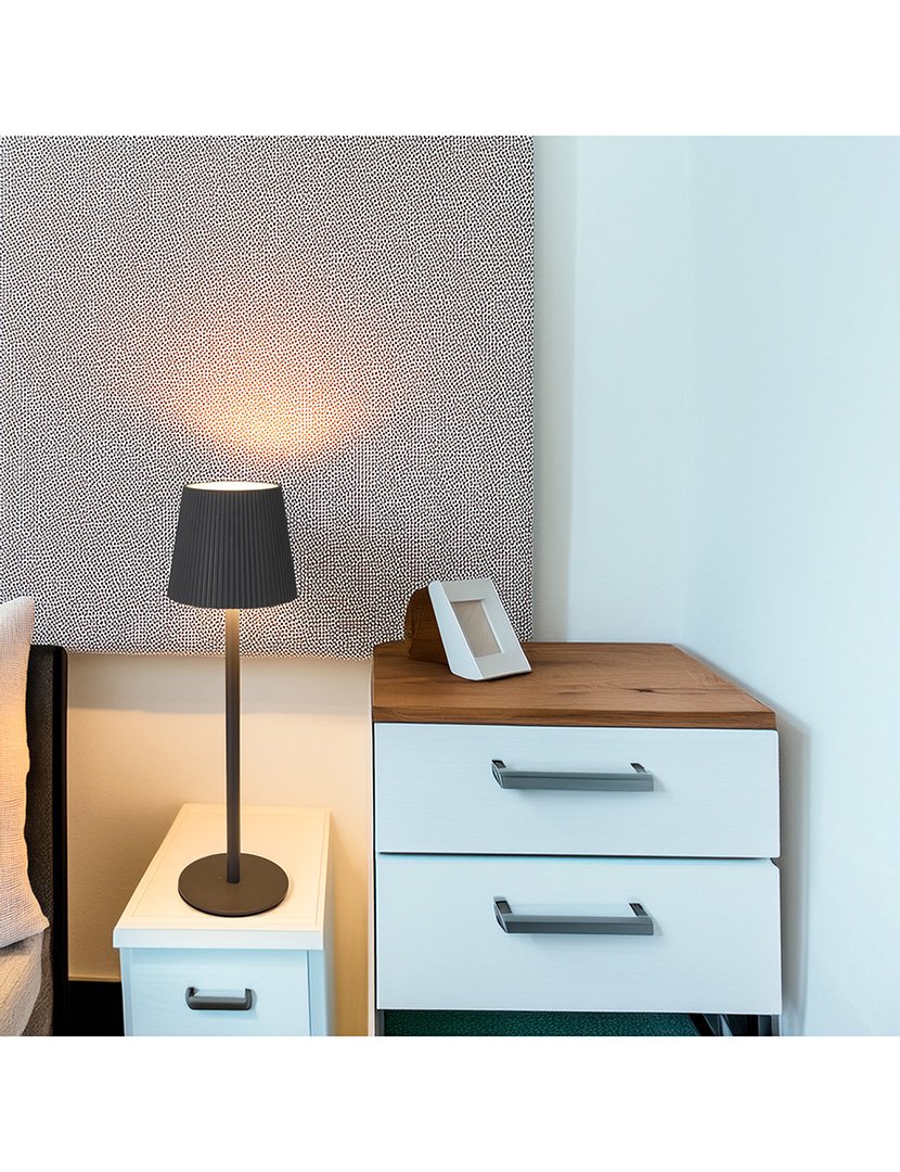 Candeeiro de Mesa com Luzes LED Recarregável Ø10,5x36,2cm Cinzento