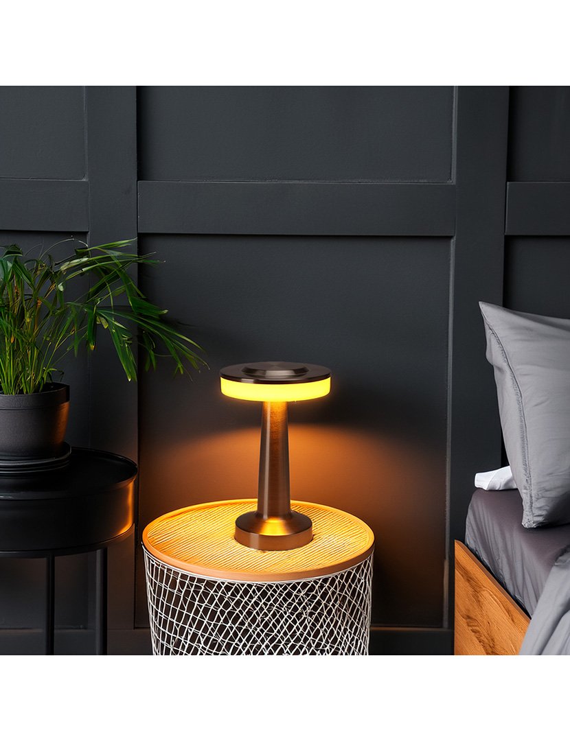 Candeeiro de Mesa Recarregável Ø12x20cm Prateado