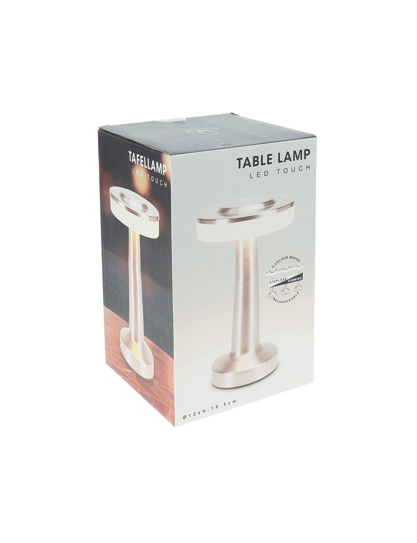 Candeeiro de Mesa Recarregável Ø12x20cm Prateado